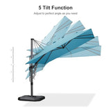 PURPLE LEAF 8.8' X 8.8' Right-left Tilt Patio Umbrella with Base Outdoor Cantilever Swivel Square Umbrella with Tilt Aluminum Offset Umbrella, Turquoise Blue