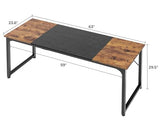 Huuger Computer Desk, 63 Inch Office Desk, Gaming Desk with Storage, Rustic Brown and Black