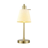 GLOBE Electric 61000057 16" Desk Lamp, Matte Brass Finish, White Shade, Adjustable Pivot Joint, Rotary Switch on Socket