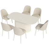 Miuuod 70" White Dining & Kitchen Table Set, Solid Kitchen Table with 6 Chairs