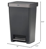 Rubbermaid Premier Series III Step-On Trash Can for Home and Kitchen, with Stainless Steel Rim, 12.4 Gallon, Charcoal