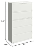Pemberly Row 42-in Wide 5 Drawer Metal Lateral Filing Cabinet, White Finish