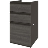 Bestar Prestige Plus 3 Drawer Add On File Cabinet in Bark Gray and Slate