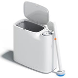 CTIME Bathroom Trash can Set, 2 Gallon White Small Trash Can with Lid, Disposable Toilet Brush, Storage Caddy and 12 Refills