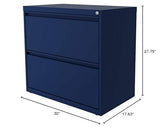 Hirsh 30 inch W 2 Drawer Metal Lateral 101 File Cabinet Navy, Fully Assembled