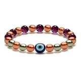 Drkao Unique Original Design Magnetic Therapy Bracelet for Women, Exclusive Lucky 7 Power Healing Crystals & Copper, Evil Eye Aura Shield, 4-Fold Protection Wellness Gift For Mother One Pack