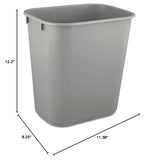 Rubbermaid 2955GRA Deskside Plastic Wastebasket, Rectangular, 3 1/2 gal, Gray