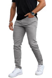 GINGTTO Skinny Jeans Men Grey Stretch Slim Fit Elatic Waist Tapered 32