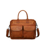 Eather Messenger Bag for Men Full Grain Leather Laptop Briefcase