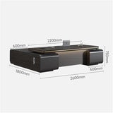 L Shaped Wooden Executive Desk with Light Strip Large Desktop Home Office