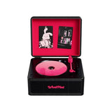 WhatPlus CD Player with Bluetooth Speaker, High-Fidelity Sound, App-Controlled, Magnetic Display for Photos & Pins, Retro Desktop Music Player, Gift for Music Lovers (Black and Pink)