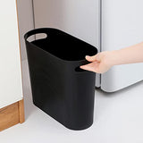rejomiik Small Trash Can, 3.5 Gallon Slim Garbage Can Plastic Waste Basket with Handles Container Bin, Black