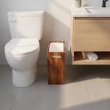 Coeusy 3 Gallon Wooden Trash Can with Liner,Small Solid Wood Bathroom Trash Can