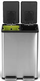 Simpli-Magic 60 Liter / 16 Gallon Rectangular Hands-Free Dual Compartment Recycling Kitchen Step Trash Can with Soft-Close Lid