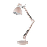 GLOBE Electric 52028 28" Swing Arm Architect Desk Lamp, Matte Rose Finish, White Accents, Rotary Switch on Shade