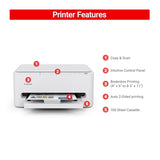 Wireless Color Inkjet Printer for Duplex Printing, White – Cost Efficient Home Printer with Copier/Scanner