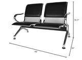 2-Seat Waiting Room Bench - PU Leather Waiting Room Chairs with Arms & Non-Slip Foot Mats