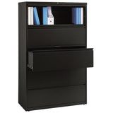 Pemberly Row 42-in Wide Metal Lateral Filing Cabinet, Black Powder Coat Finish