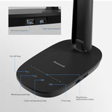 Honeywell LED Desk Lamp - HWT-H2 Sunturalux™ Eye-Caring Foldable Desk Light with USB A+C Dual Charging Port 4 Color Modes - Black