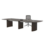 Medina 14' Conference Table with Finish, Rounded Ends and Beveled Edges, Silver Detailing, Grommet Holes, 250 lbs Capacity.