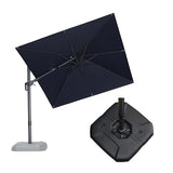 PURPLE LEAF 8' X 8' Tilting Patio Umbrella with Base Outdoor Cantilever Swivel Square Umbrella with Tilt Aluminum Offset Umbrella, Navy