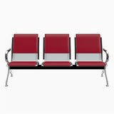 3-Seat PU Leather Waiting Room Bench – Red Reception Chair for Office, Hospital, Bank