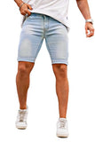 GINGTTO Mens Denim Shorts Slim Fit Stretch Jean para Hombre Corto for Men Light Blue 33