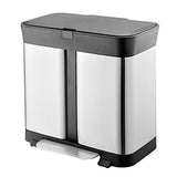Outdoor Trash Cans Bins 2 Bin Foot Pedal Trash Can with Lid Stainless Steel Trash Bin