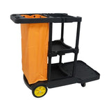tonchean Commercial Janitorial Cart, 3-Shelf Large Capacity Housekeeping Cart with 25 Gallon Vinyl Bag