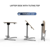 Mobile Laptop Standing Desk Carts on Wheels, Rolling Desk Adjustable Height Single Monitor