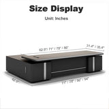 94 inch Luxury L Shaped Executive Desk, Modern Large Single Office Long Boss