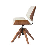 HULALA HOME Faux Leather Swivel Desk Chair No Wheels, Ivory