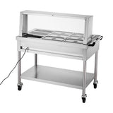 VEVOR 9-Pan Commercial Food Warmer, 9 x 1/3 Pans Electric Steam Table, 1500W Professional Buffet Catering Food Warmer with Shield Undershelf Wheels, Stainless Steel Server for Party Restaurant