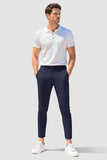 GINGTTO Mens Dress Pants Slim Fit Stretch Tapered Navy Blue Chinos Pants Men Ankle Length Twill 32x28
