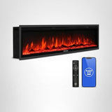 Westinghouse 60 Inch Electric Fireplace Heater, Compatible with Alexa & Google Home, Wall Mount or in-Wall Recessed Fireplace Insert, 24 Hour Timer, Color Changing Flames, 750W/1500W Indoor Heater