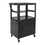 Portable Steel AV Media Cart, Rolling Multimedia Cart w/Cable Management