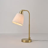 GLOBE Electric 61000057 16" Desk Lamp, Matte Brass Finish, White Shade, Adjustable Pivot Joint, Rotary Switch on Socket
