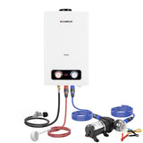 CAMPLUX Portable Propane Water Heater 2.64 GPM, Camping Water Heater with 3.3 GPM Water Pump Kit & Pipe Strainer, 68,000 BTU, BD264P120