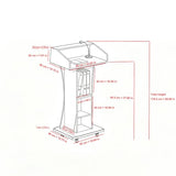 Mobile Rolling Curved Lectern Podium with Storage