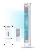 DREO Smart Tower Fan for Bedroom, Standing Fans for Indoors, 90° Oscillating, 26ft/s Velocity Quiet Floor Fan with Remote, 12H Timer, Voice Control Fans for Indoors, Compatible with Alexa