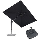 PURPLE LEAF 8.2' X 11.5' Tilting Patio Umbrella with Base Outdoor Cantilever Swivel Rectangle Umbrella, Grey