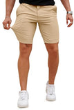 GINGTTO Mens Casual Shorts Summer with Zipper Pockets Khaki Golf Shorts Men Elastic Waist Bermuda 30