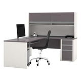 BOWERY HILL Modern Wood 5 Piece L-Shaped Computer Desk with Hutch