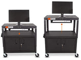 AV Cart with Locking Cabinet | Height Adjustable Utility Cart with Pullout Keyboard Tray & Cord Management