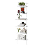 Ladder Bookshelf, 6-Tier Clear Wall Mounted Bookshelf with Open Shelves, Multipurpose Bookcase for Living Room