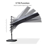 PURPLE LEAF 6' X 10' Left-right Tilt Patio Umbrella Outdoor Cantilever Swivel Rectangle Umbrella Aluminum Offset Umbrella with 360-degree Rotation for Garden Deck Pool Patio Light Grey