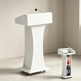 Mobile Rolling Curved Lectern Podium with Storage