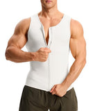 Nebility Compression Shirt Men Tank Top Compression Undershirt Mens Shapewear Body Shaper Waist Trainer Tummy Control Vest, White - X Large