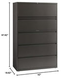 Pemberly Row 42-in Wide Metal 5 Drawer Lateral Filing Cabinet