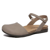 Athlefit Women's Closed Toe Sandals Comfort Cork Footbed Arch Support Flat Sandals Taupe Size 10